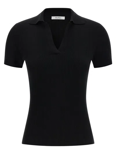 Max Mara Rib-knit Wool Polo Shirt In Black