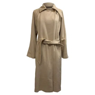 Max Mara Riccio Belted Coat In Beige Camel Hair Wool In Brown