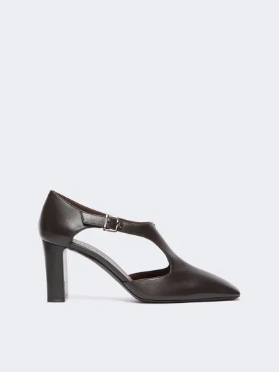 Max Mara Leather Mary Jane Pumps In Brown