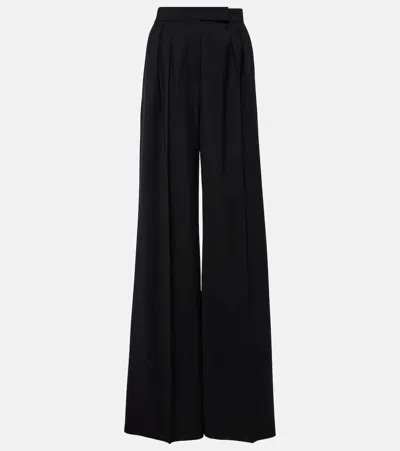 Max Mara Rimini Virgin Wool Wide-leg Pants In Black