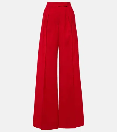 Max Mara Rimini Virgin Wool Wide-leg Pants In Red