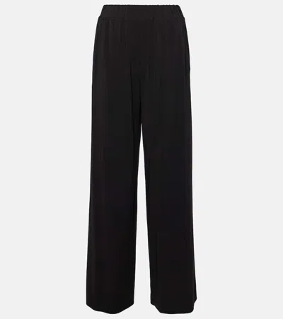 Max Mara Ring Crêpe Jersey Wide-leg Pants In Black