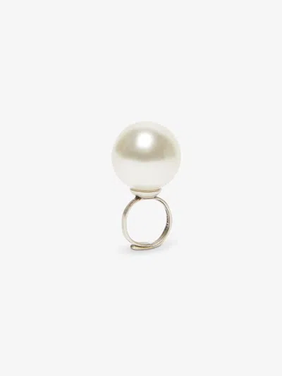 Max Mara Ring With Pearl In Metallic