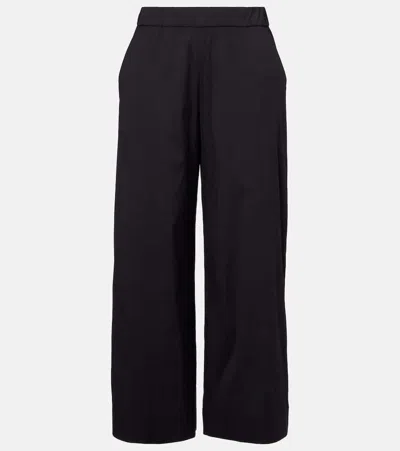Max Mara Rio High-rise Cotton-blend Wide-leg Pants In Black