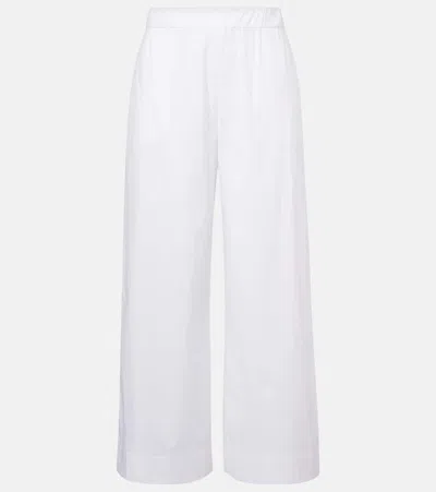Max Mara Rio High-rise Cotton-blend Wide-leg Pants In White