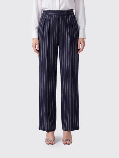 Max Mara Rio High-waisted Pinstripe Wool-blend Palazzo Trousers In Blue