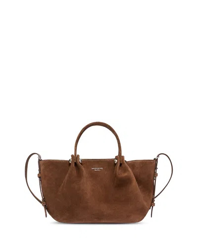 Max Mara Rio Suede Convertible Tote In Brown