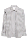 Max Mara Risors Stripe Stretch Poplin Button-up Shirt In White