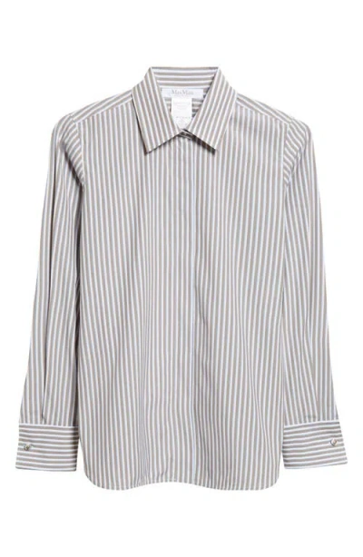 Max Mara Risors Stripe Stretch Poplin Button-up Shirt In White
