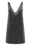 Max Mara Silk Organza Mini Dress With Floral Sequins In Black