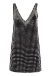 Max Mara Silk Organza Mini Dress With Floral Sequins In Black