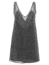 Max Mara Silk Organza Mini Dress With Floral Sequins In Black