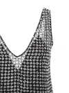 Max Mara Silk Organza Mini Dress With Floral Sequins In Black