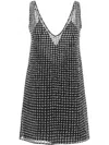 Max Mara Silk Organza Mini Dress With Floral Sequins In Black