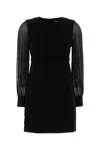 Max Mara Mini Abito Ritmo In Misto Triacetato Nero Donna