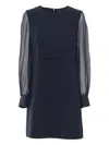 Max Mara Ritmo Midi Dress With Sheer Sleeves In Pink
