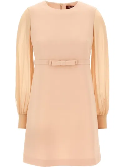Max Mara Ritmo Midi Dress With Sheer Sleeves In Pink