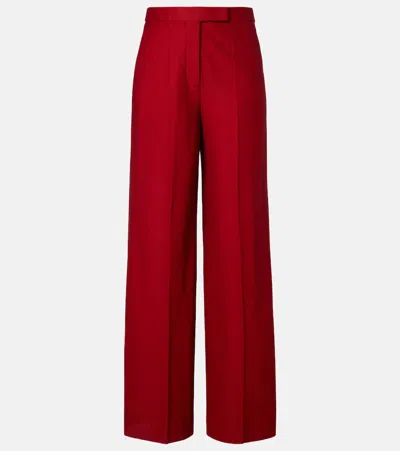 Max Mara Rito Cotton Wide-leg Pants In Red