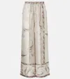 Max Mara Rive Printed Silk Satin Wide-leg Pants In Multi