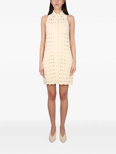 Max Mara Sleeveless Mini Dress Featuring Cut-out Design In Neutral