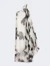 Max Mara Chiffon Dress With An All-over Printasymmetrical Neckline With Metal Detail On The Left Shoulder In Multi