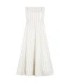 Max Mara Robe Bustier Rayée En Coton Et Lin In White