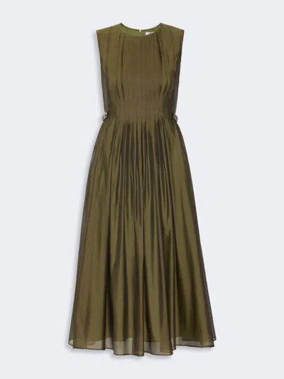 Max Mara Robe Coupe Patineuse En Organza In Green