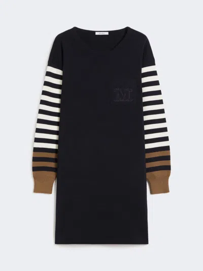 Max Mara Robe Courte En Laine In Black