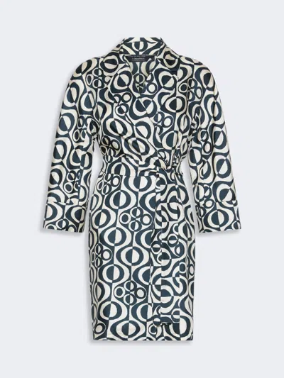 Max Mara Robe Courte Peignoir En Soie Imprimée In Blue