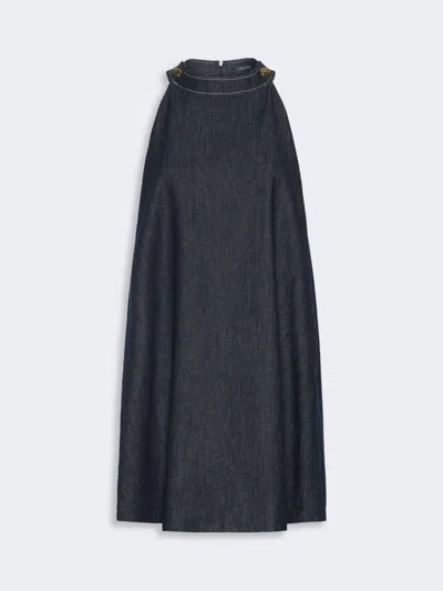 Max Mara Robe Courte Sans Manches En Denim De Coton In Blue