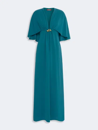 Max Mara Robe En Cady Avec Cape In Blue