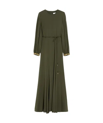 Max Mara Robe En Charmeuse De Soie In Green