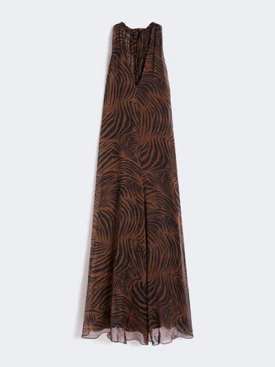 Max Mara Robe En Mousseline De Soie Imprimée In Brown