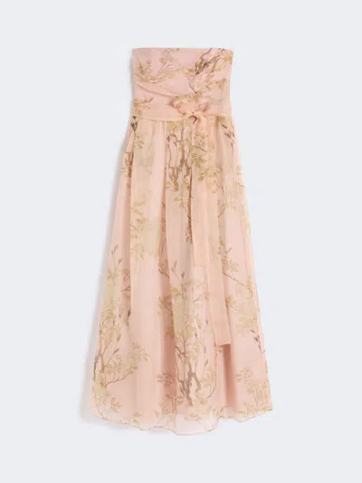 Max Mara Robe En Organza De Soie Imprimée In Pink