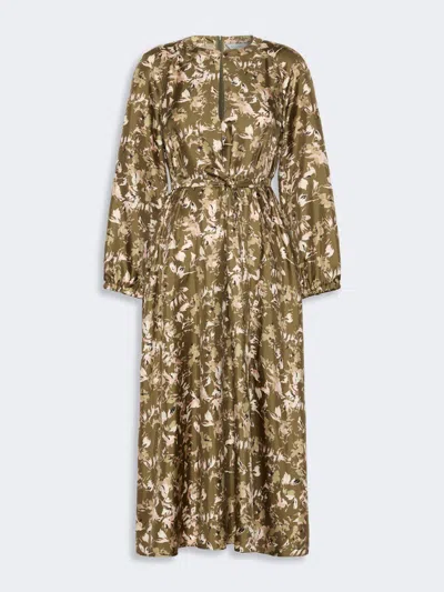 Max Mara Robe En Sergé De Soie Imprimée In Brown