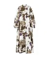 Max Mara Robe En Shantung De Soie Imprimée In White