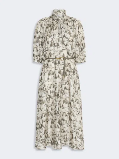 Max Mara Robe En Soie Imprimée In Neutral