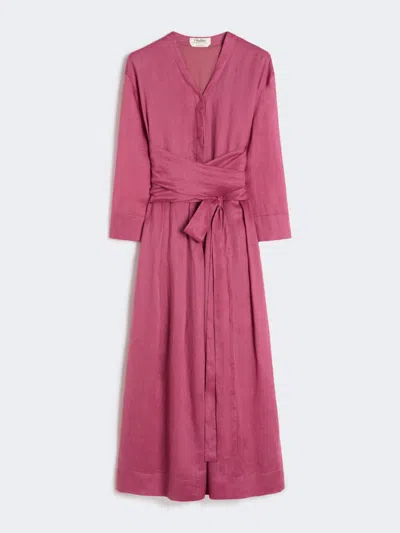 Max Mara Robe En Toile Ramie In Pink