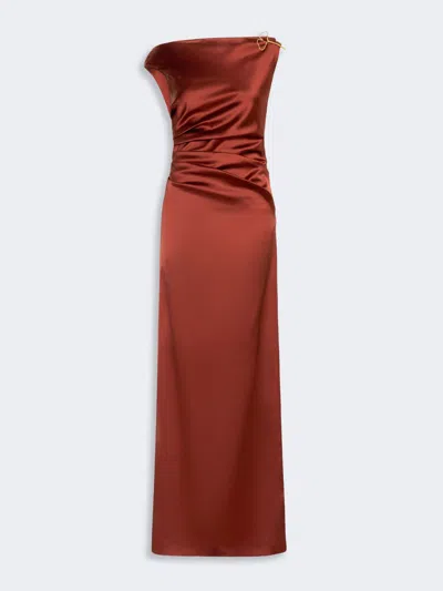 Max Mara Robe Longue En Satin Stretch In Vieux Rose