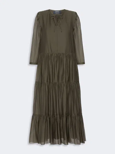 Max Mara Robe Longue En Voile De Coton Et Soie In Brown