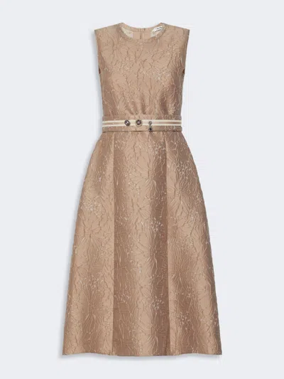 Max Mara Robe Mi-longue En Jacquard In Brown