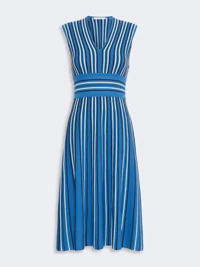 Max Mara Robe Sans Manches En Fil De Viscose In Blue