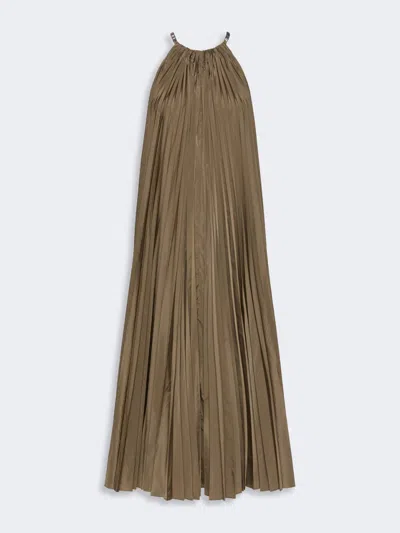 Max Mara Robe Sans Manches En Taffetas Plissé In Brown