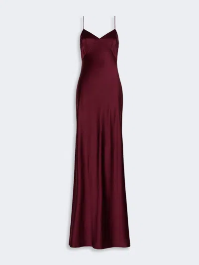Max Mara Robe Slip Dress En Satin De Soie In Burgundy