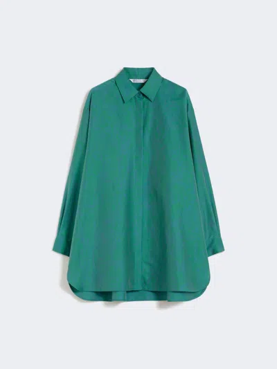 Max Mara Robe-chemise En Coton Et Soie Imprimée In Green