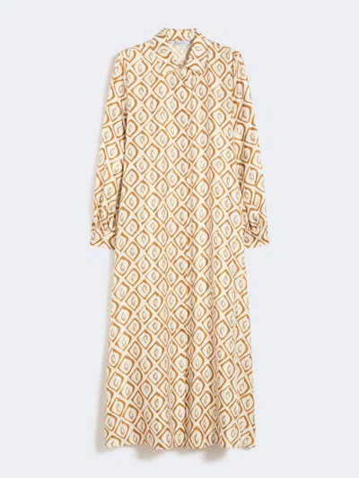 Max Mara Robe-chemise En Sergé De Soie Imprimée In Yellow