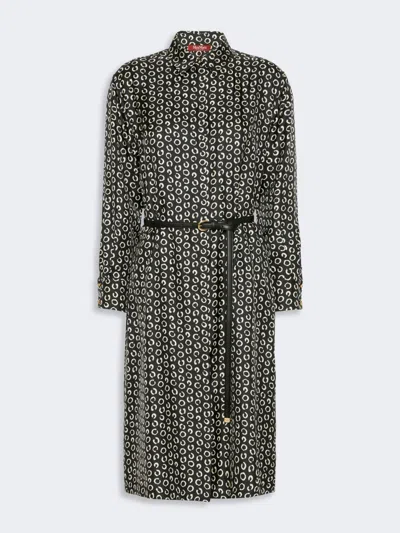 Max Mara Robe-chemise En Soie Imprimée In Black