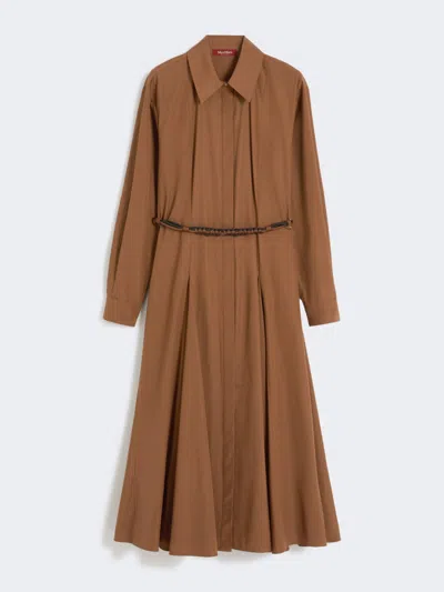 Max Mara Robe-chemise Longue En Popeline In Brown