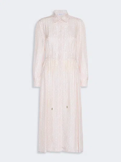 Max Mara Robe-chemise Longue En Soie Imprimée In Pink