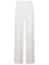 Max Mara Elastic-waistband Silk-cotton Trousers In White